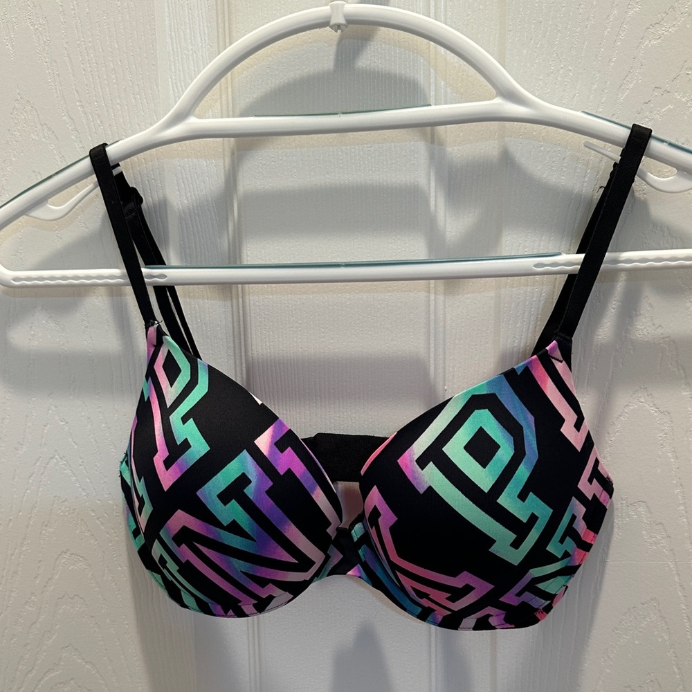 Victoria’s Secret Wear Everywhere Black Multi-Color Push-Up Bra